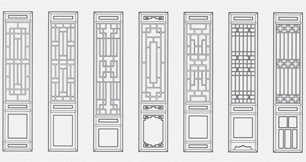 常宁常用中式仿古花窗图案隔断设计图